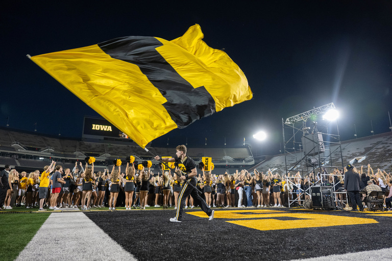 Kinnick Stadium at Night